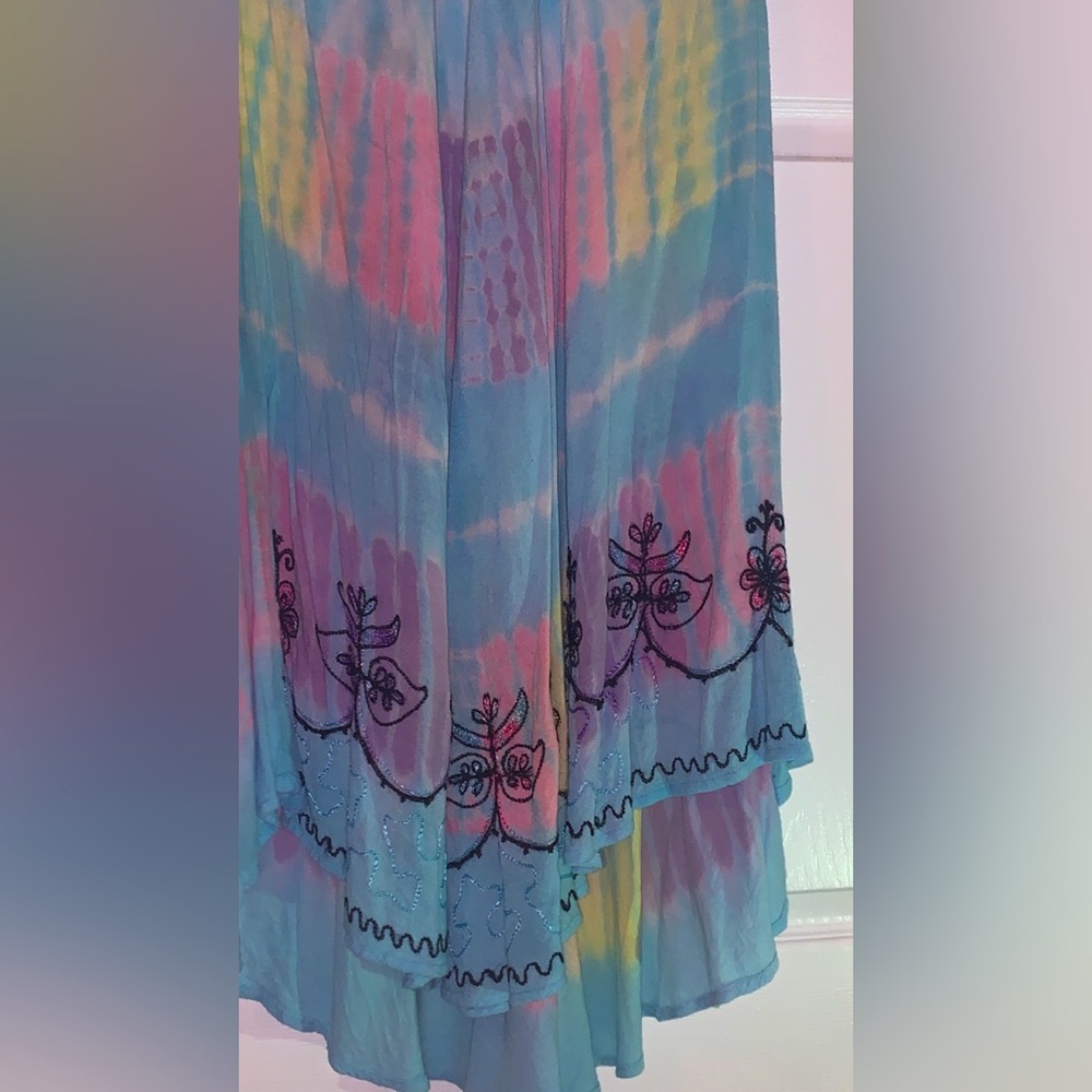 🌈 rainbow embroidered sun dress 🌈